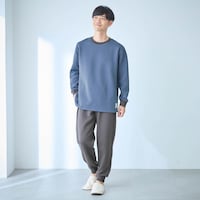 グレイッシュブルー×チャコール（裾リブタイプ）／モデル身長176cm・Lサイズ
