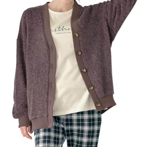 親子でリンクレディースカーディガン＆ロゴ長袖Ｔシャツセット