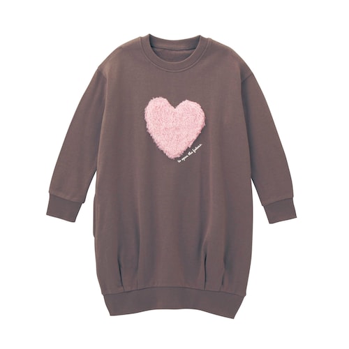 デコデザイン裏起毛スウェット裾タックワンピース 【子供服 長袖】