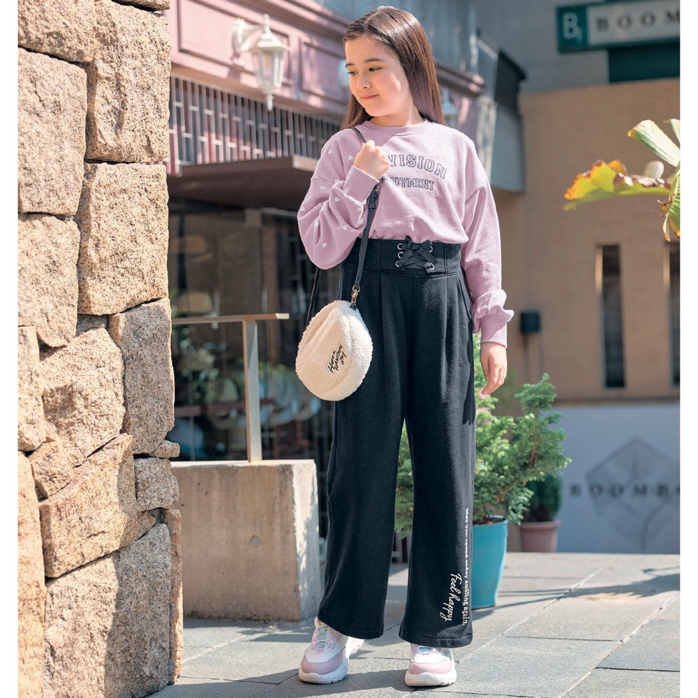 ハイウエストレースアップ裏起毛パンツ（子供服 パンツ）(ジータ/GITA