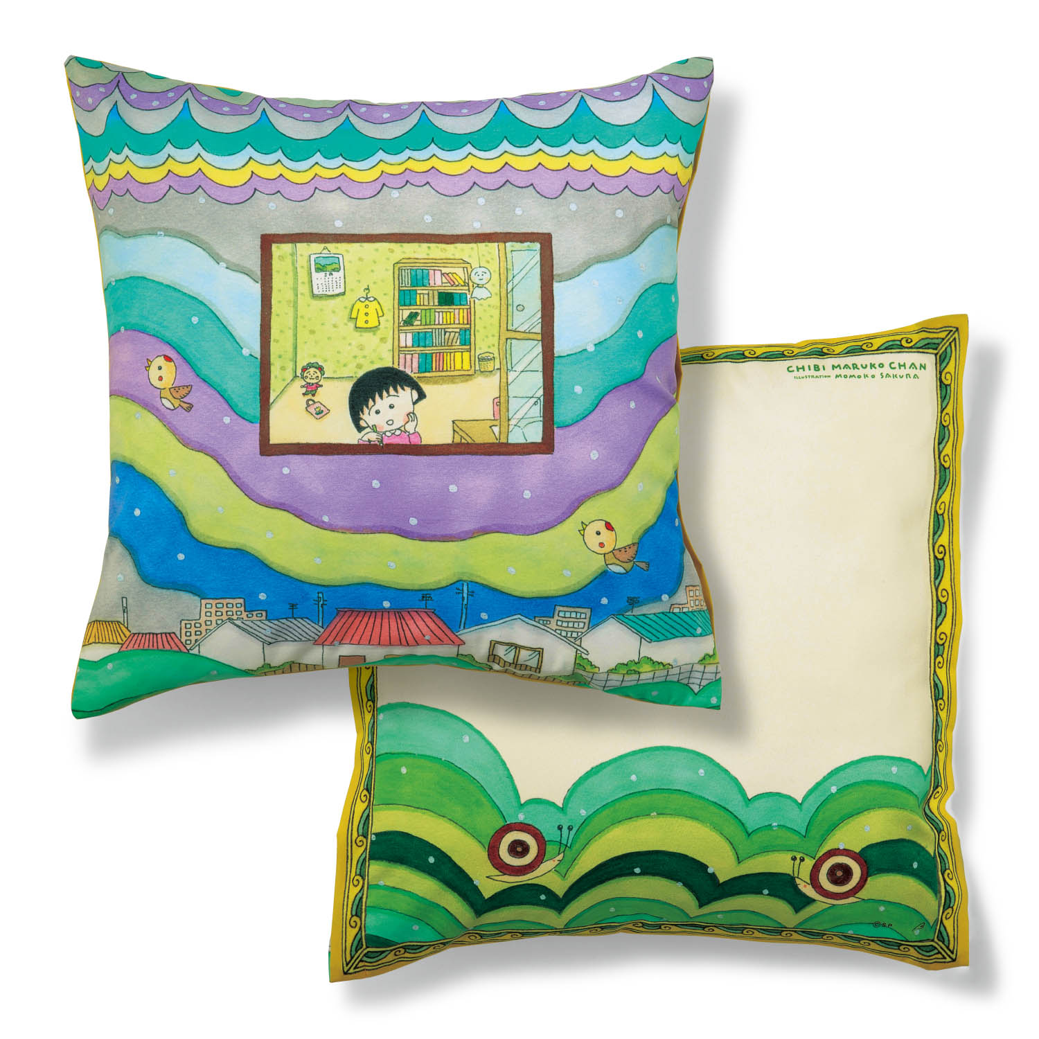 【ベルメゾン】「ちびまる子ちゃん」扉絵アートのクッションカバー