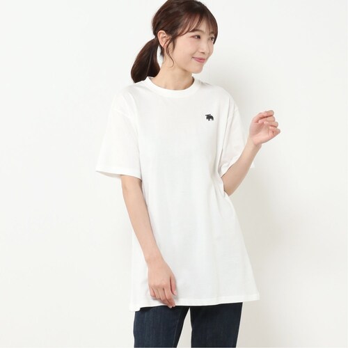 綿100％◎バックプリントチュニックTシャツ ＜ホワイト／Mのみ＞
