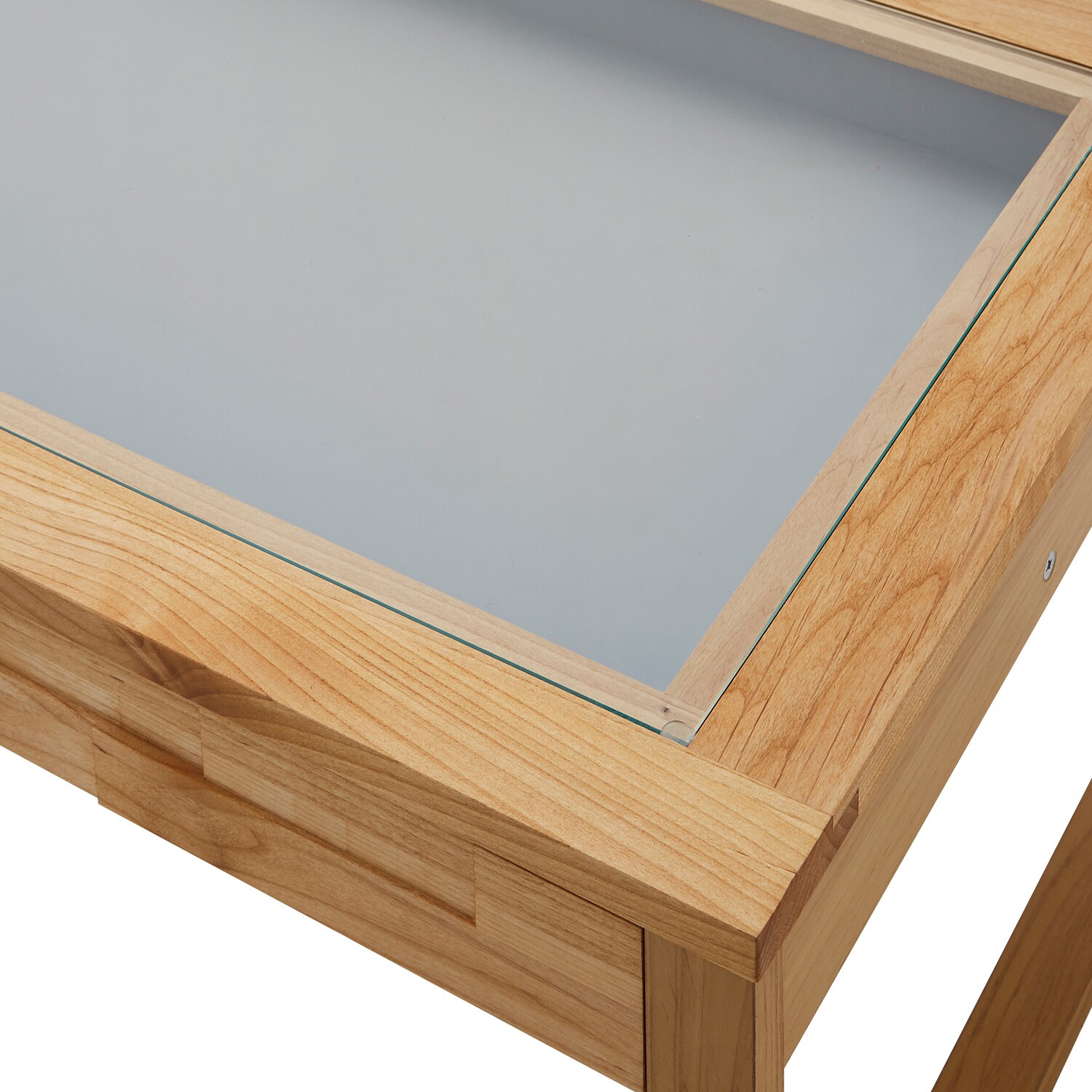 ガラス天板のグレイッシュローテーブル[日本製]（ローテーブル