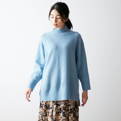 ウールカシミヤブレンドハイネックニットチュニック