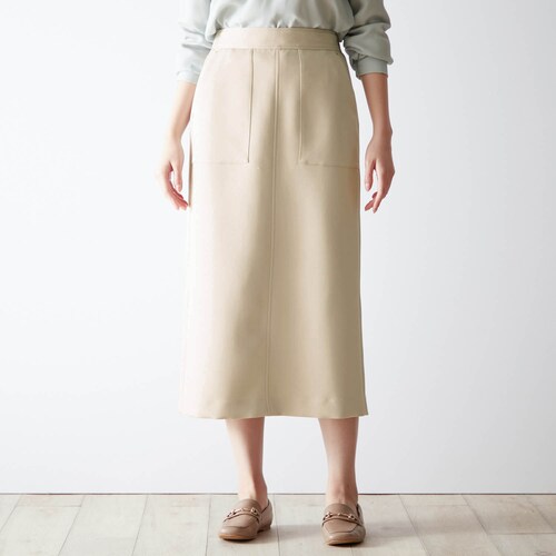 エコ素材を使用したIラインカラースカート 【静電対策】【洗濯機OK】 ＜グレージュのみ＞