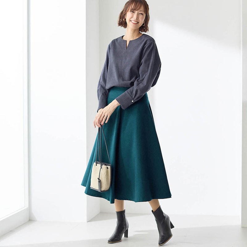 モデル身長169cm／64-91・総丈73cm ※写真は撮影用のため総丈+8cmになります。