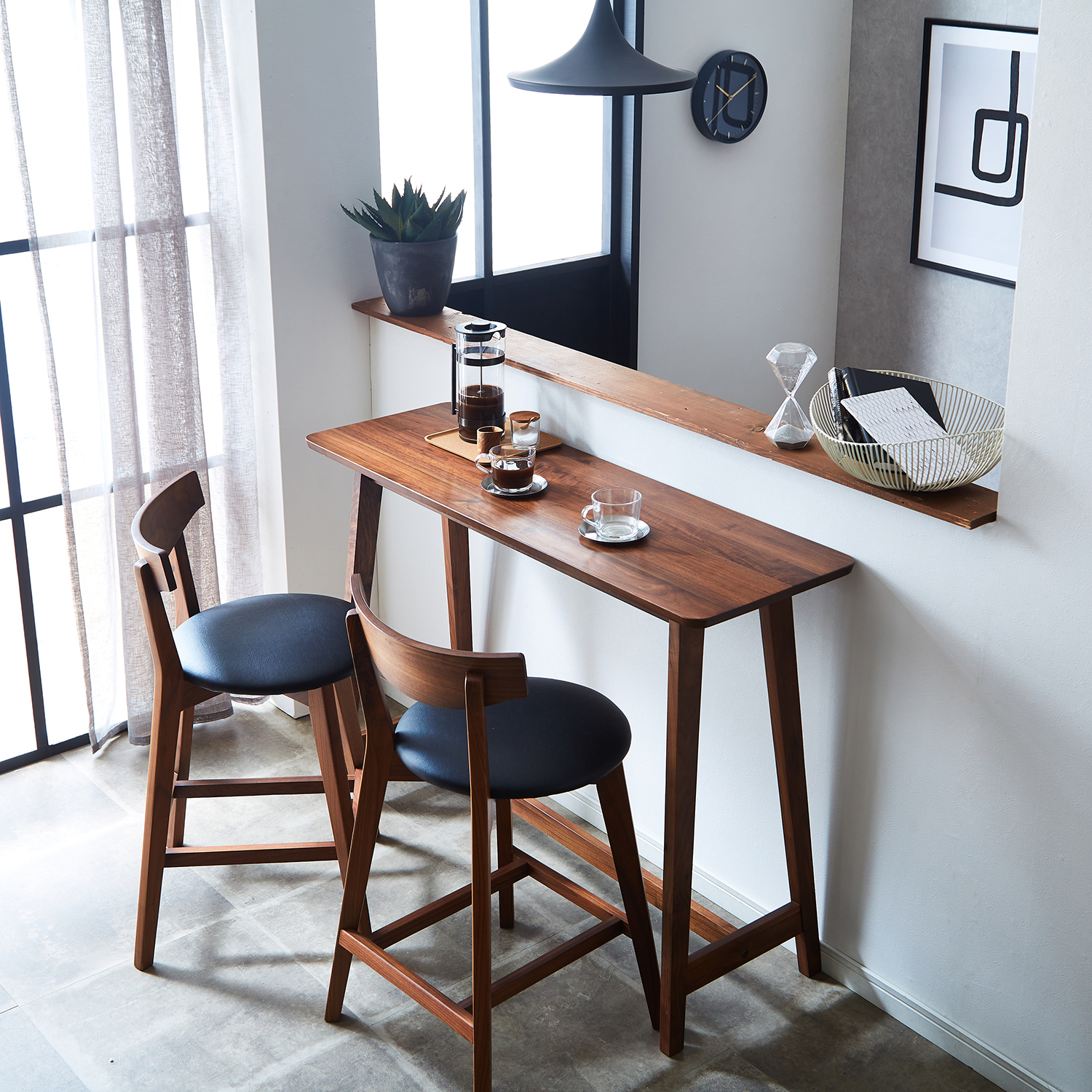 【ベルメゾン】天然木ウォルナット材を贅沢に使用したカウンターテーブル3点 【ベルメゾン】天然木ウォルナット材を贅沢に使用したカウンターテーブル3点