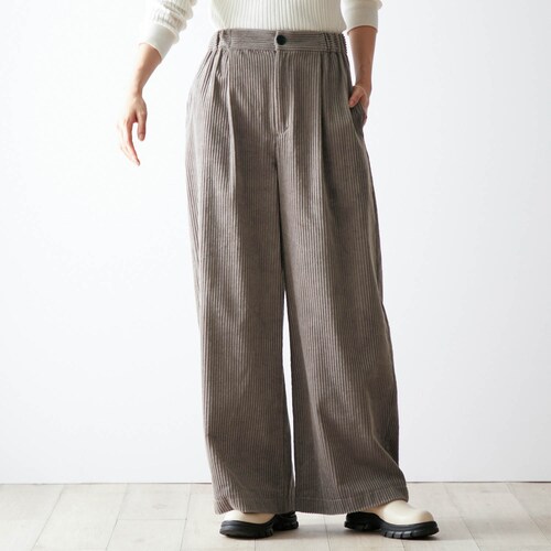 【3月27日までタイムセール】 コットンコーデュロイタックワイドパンツ