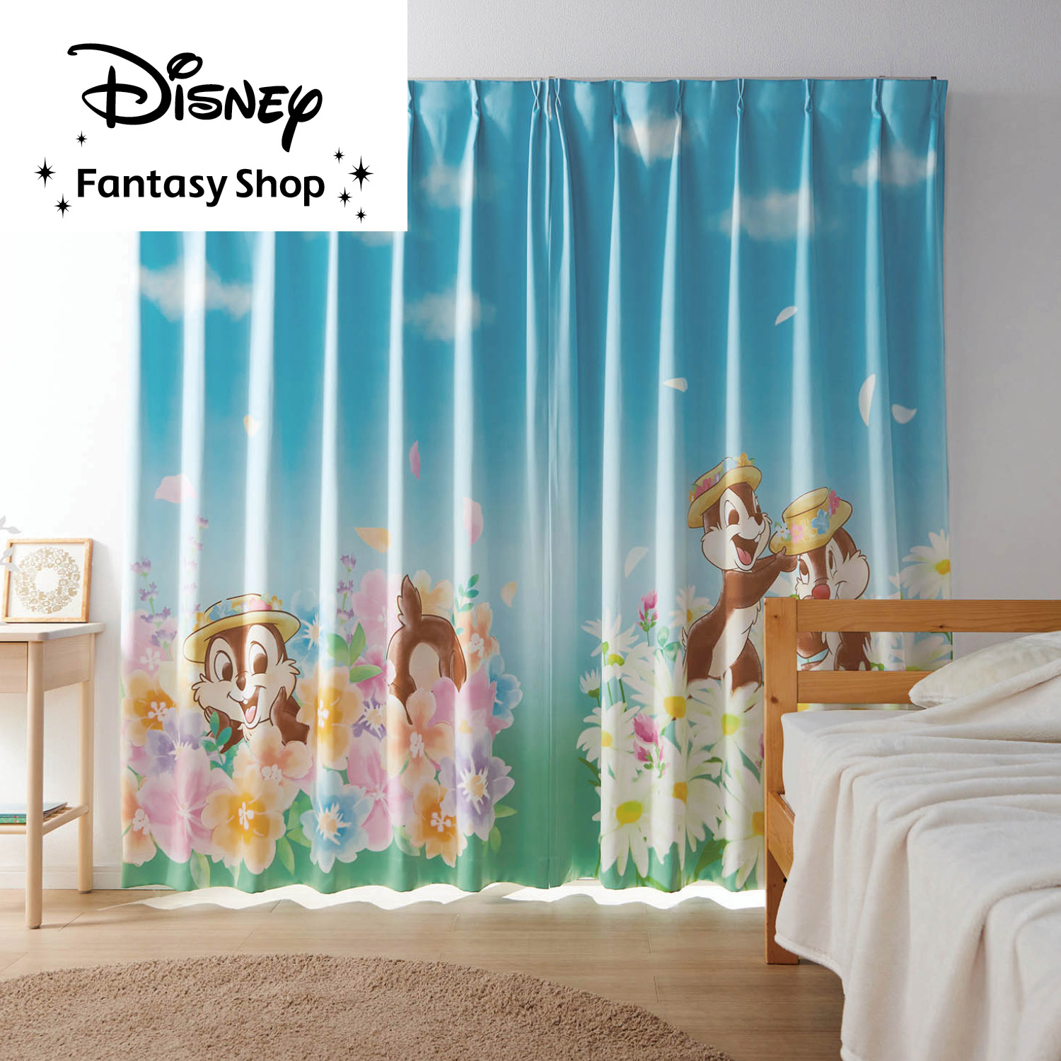 10%OFF！【ディズニー/Disney】一枚絵のような遮光・遮熱カーテン「チップ & デール」