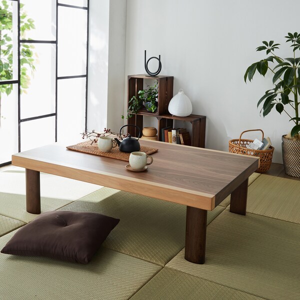 【ベルメゾン】折りたたんだ脚が天板とフラットになるローテーブル