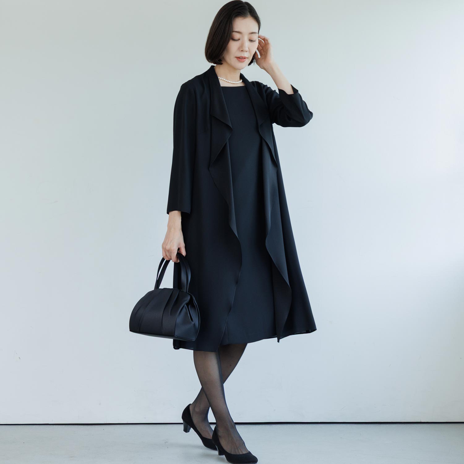 レイヤード風ワンピース（喪服/礼服）｜(東京ソワール/TOKYO SOIR