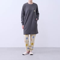 モデル身長168cm／M ※写真は撮影用のため身丈+3.5cm・袖丈+1.5cm・股下+6cm