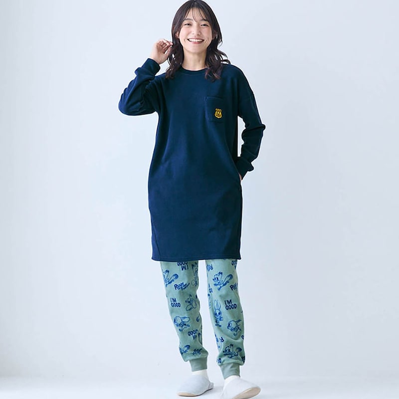 身長170cm／Ｍ ※撮影用のためトップス身丈+3.5cm、袖丈+1.5cm、ボトム股下+6cm