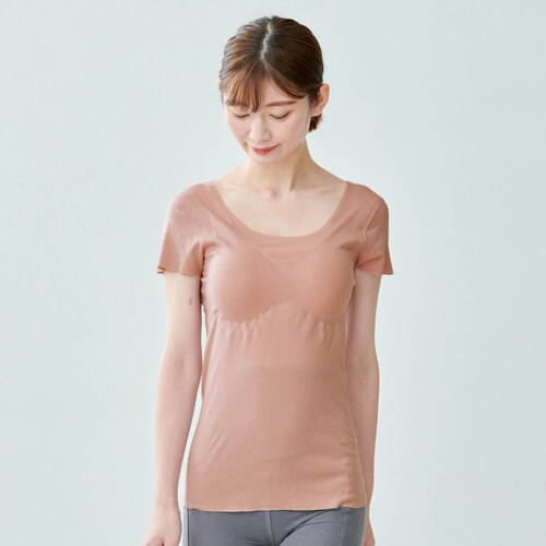 キレイラボ Fitte カップ付き２分袖インナー【オーガニックコットン混】