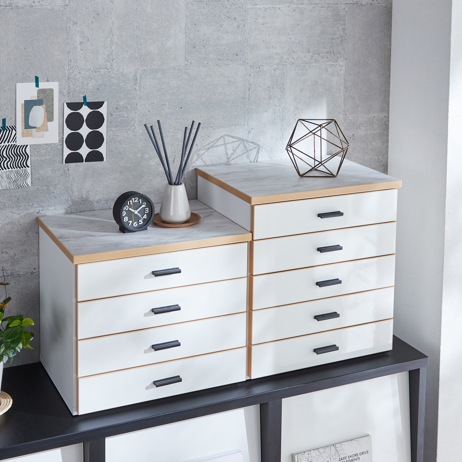 【ベルメゾン】【受注生産】大理石柄天板のミニ多段チェスト[日本製]