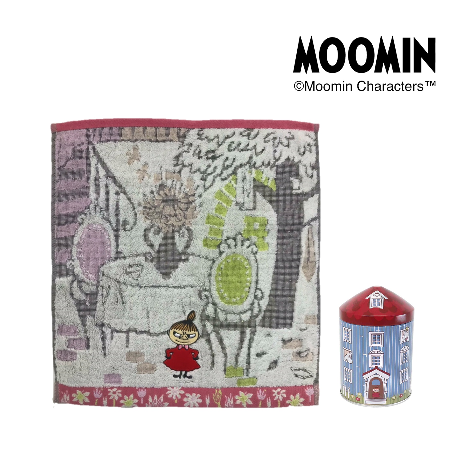 【ムーミン/MOOMIN】【プチギフト】 缶付きウォッシュタオルギフト「暖炉のある部屋」