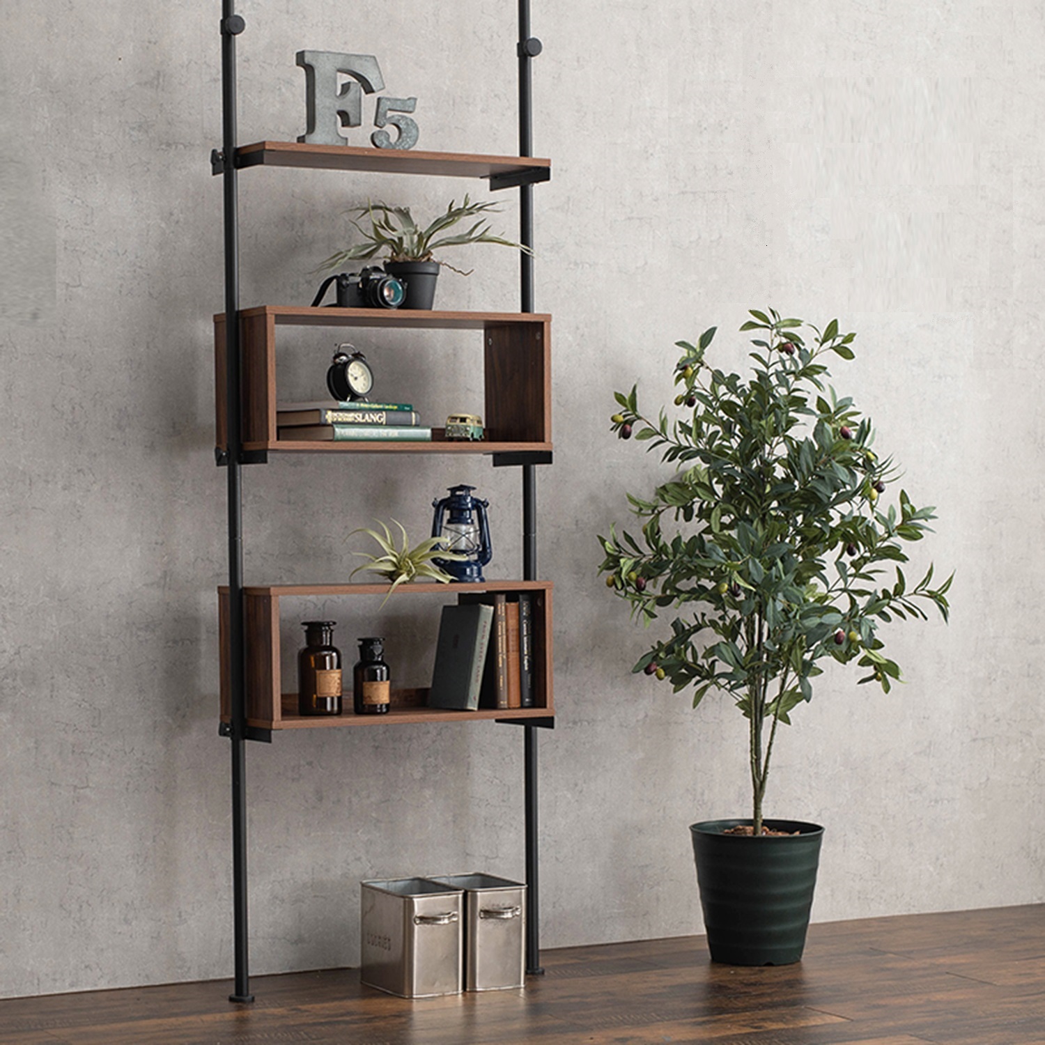 【ベルメゾン】ボックス & 棚付き突っ張り式ラック