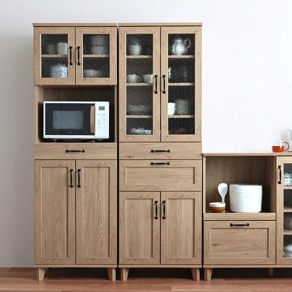 【ベルメゾン】ナチュラルなウッド調食器棚・レンジラック