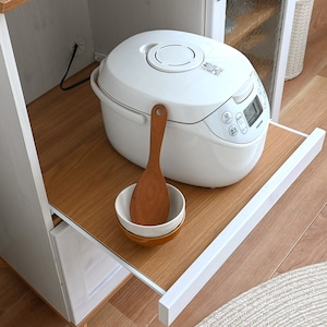 スライド棚・コード穴部アップ　※ホワイト×ナチュラルは終売 仕様のみ参照