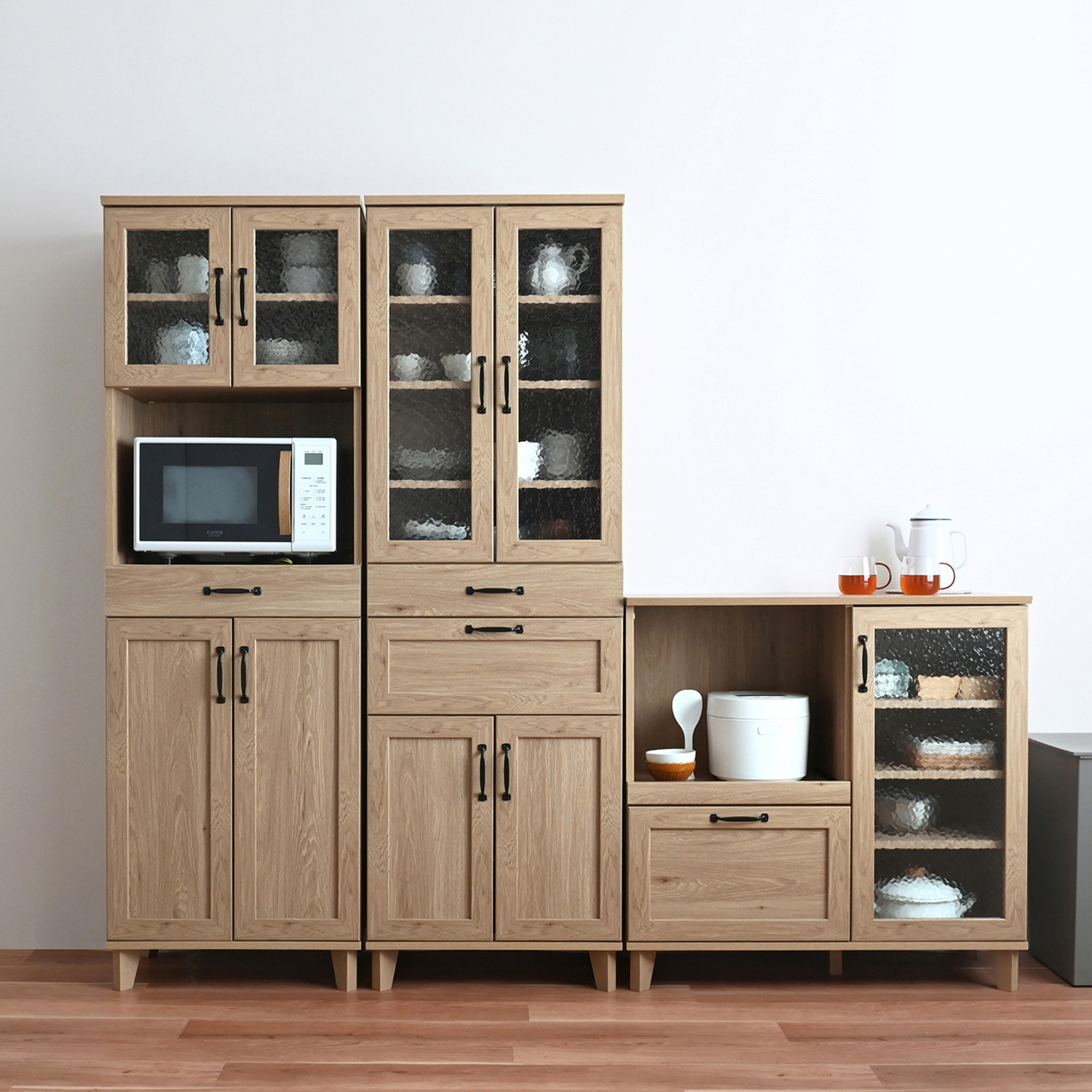 【ベルメゾン】ナチュラルテイストのロータイプレンジ台 【ベルメゾン】ナチュラルテイストのロータイプレンジ台