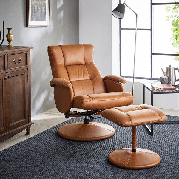 【ベルメゾン】本革のような風合いのオットマン付きパーソナルソファー