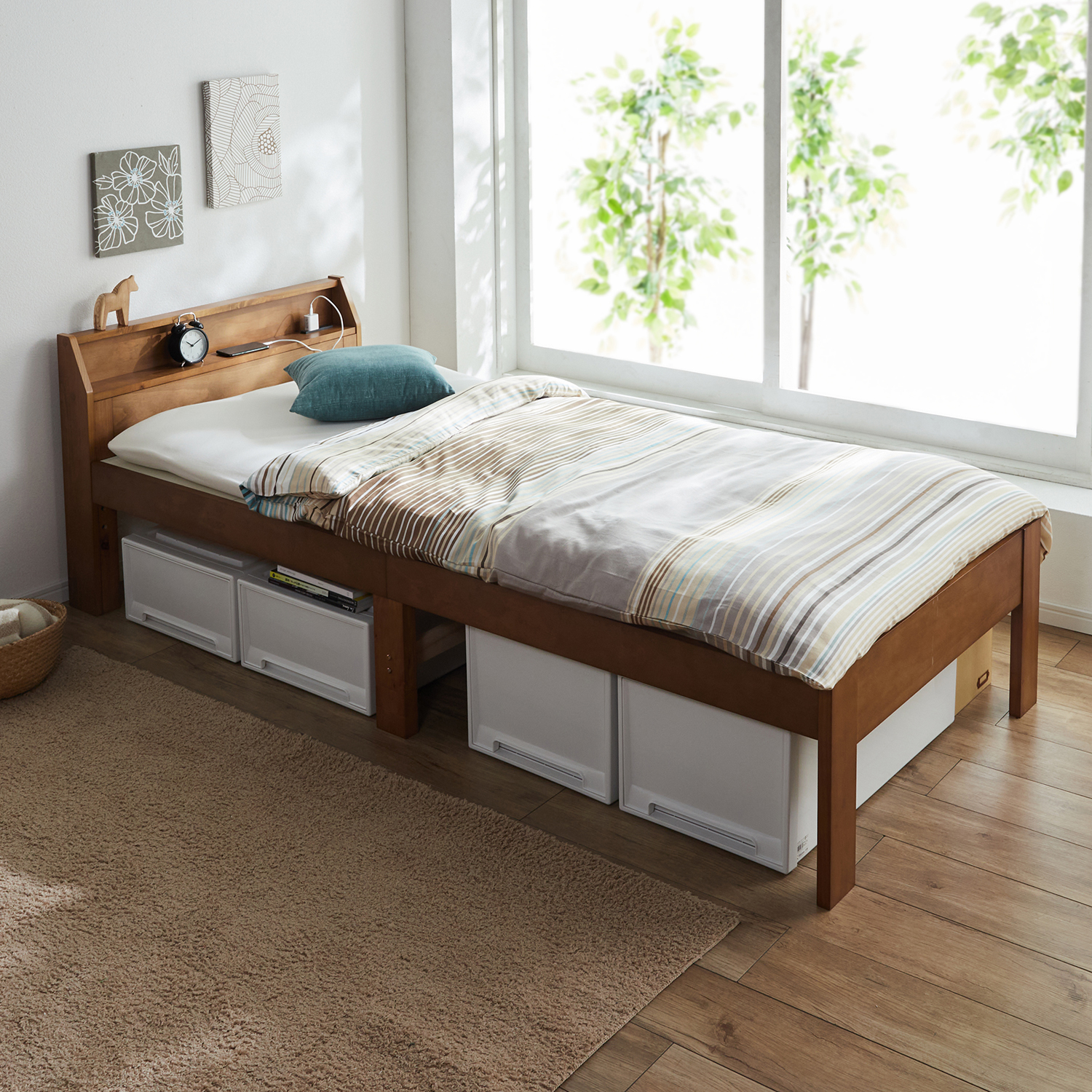 【ベルメゾン】コンセント・宮付き頑丈ベッド