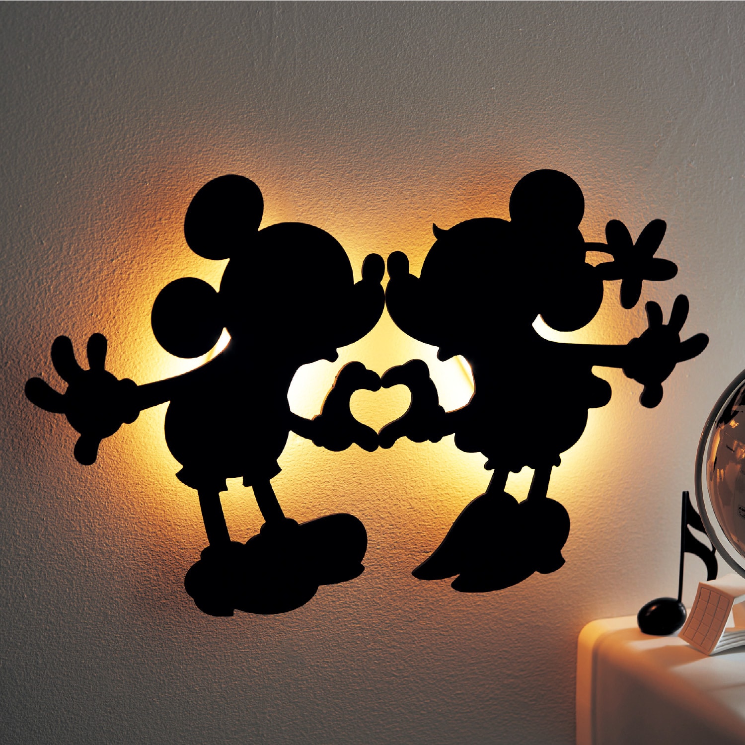 【ディズニー/Disney】ペアで使うシルエットウォールライト「ミッキー & ミニー」画像