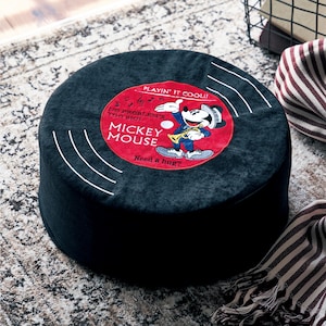 【ディズニー/Disney】レコードみたいなあぐらクッション「ミッキーマウス」
