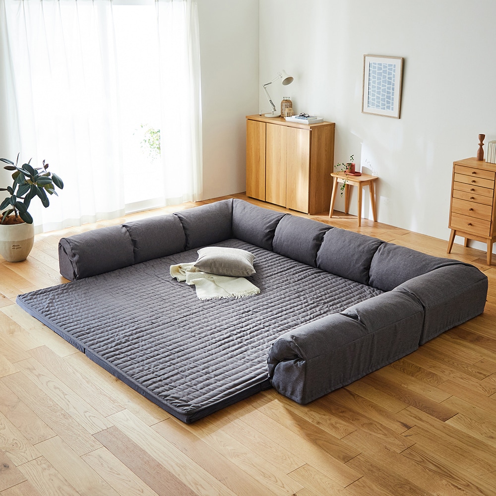 ラグが洗えるダブルコーナークッションセット(ローソファー)（ロー