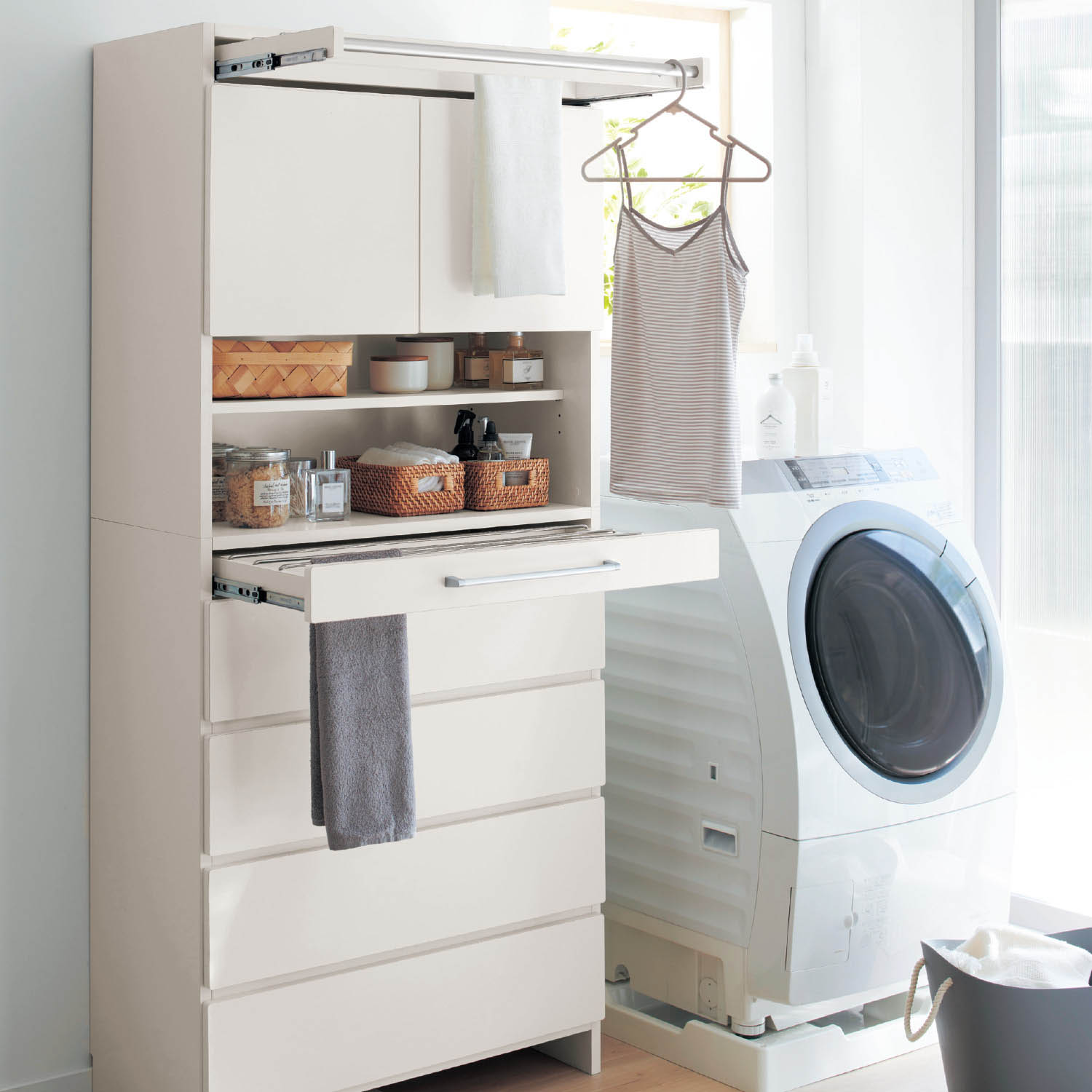 【ベルメゾン】タオルが干せるサニタリーキャビネット 【ベルメゾン】タオルが干せるサニタリーキャビネット