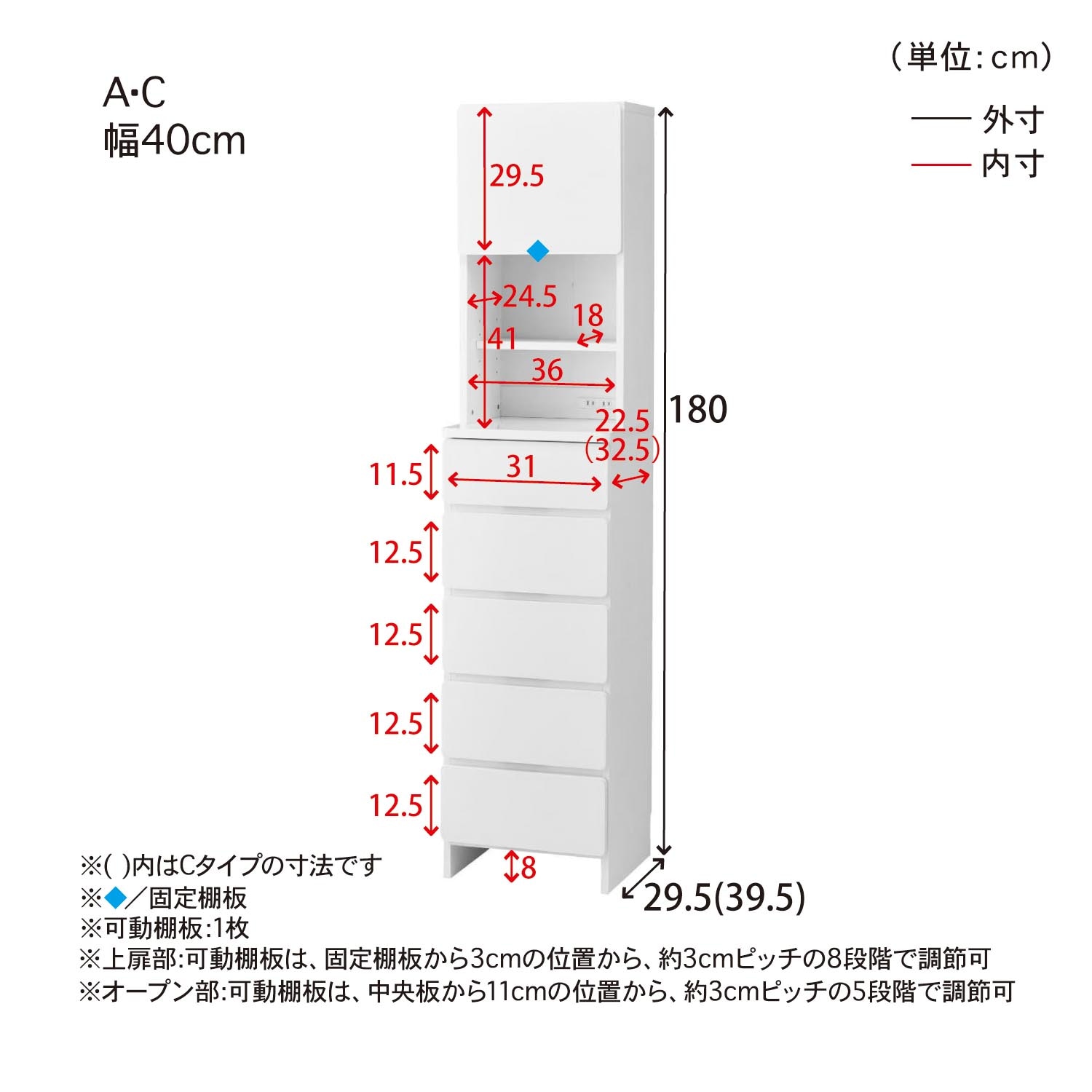 角に丸みをつけたサニタリーキャビネット（洗面所収納/隙間収納