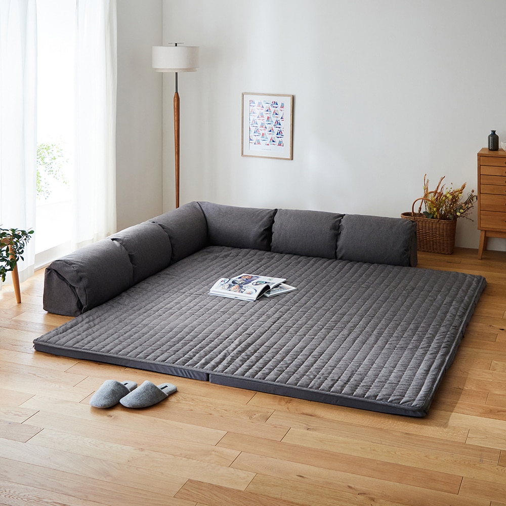 ラグが洗えるコーナークッションセット(ローソファー)（ローソファー