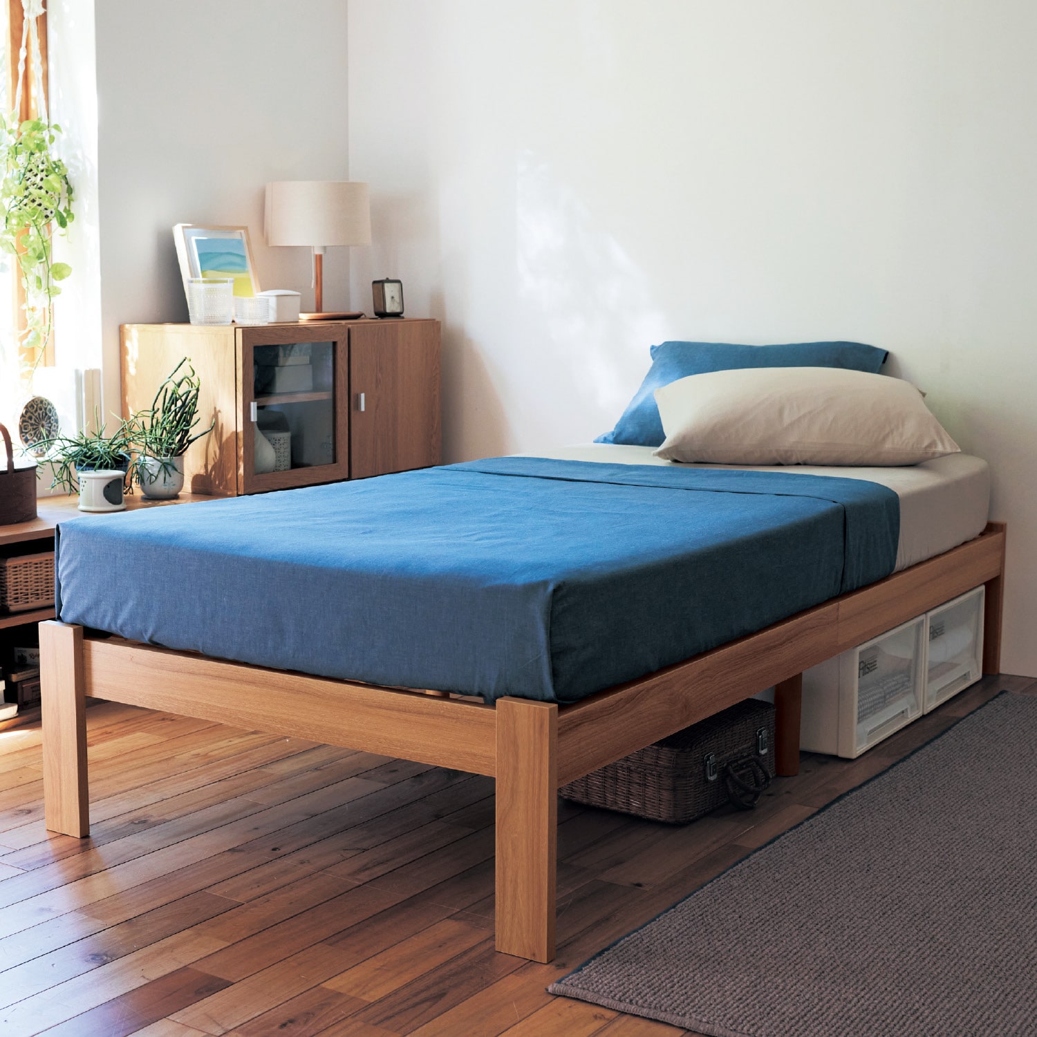 無印良品 ベッドフレーム ウォールナット材突板 シングル - ベッド 