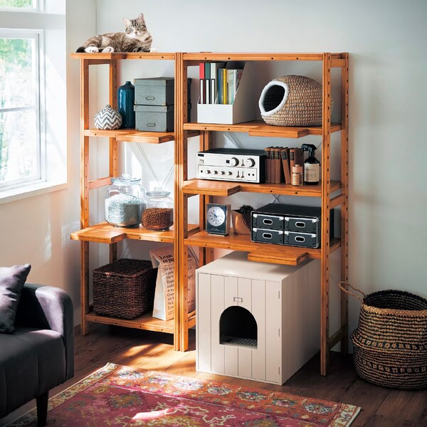 【ベルメゾン】小棚付きアンティーク調オープンラック