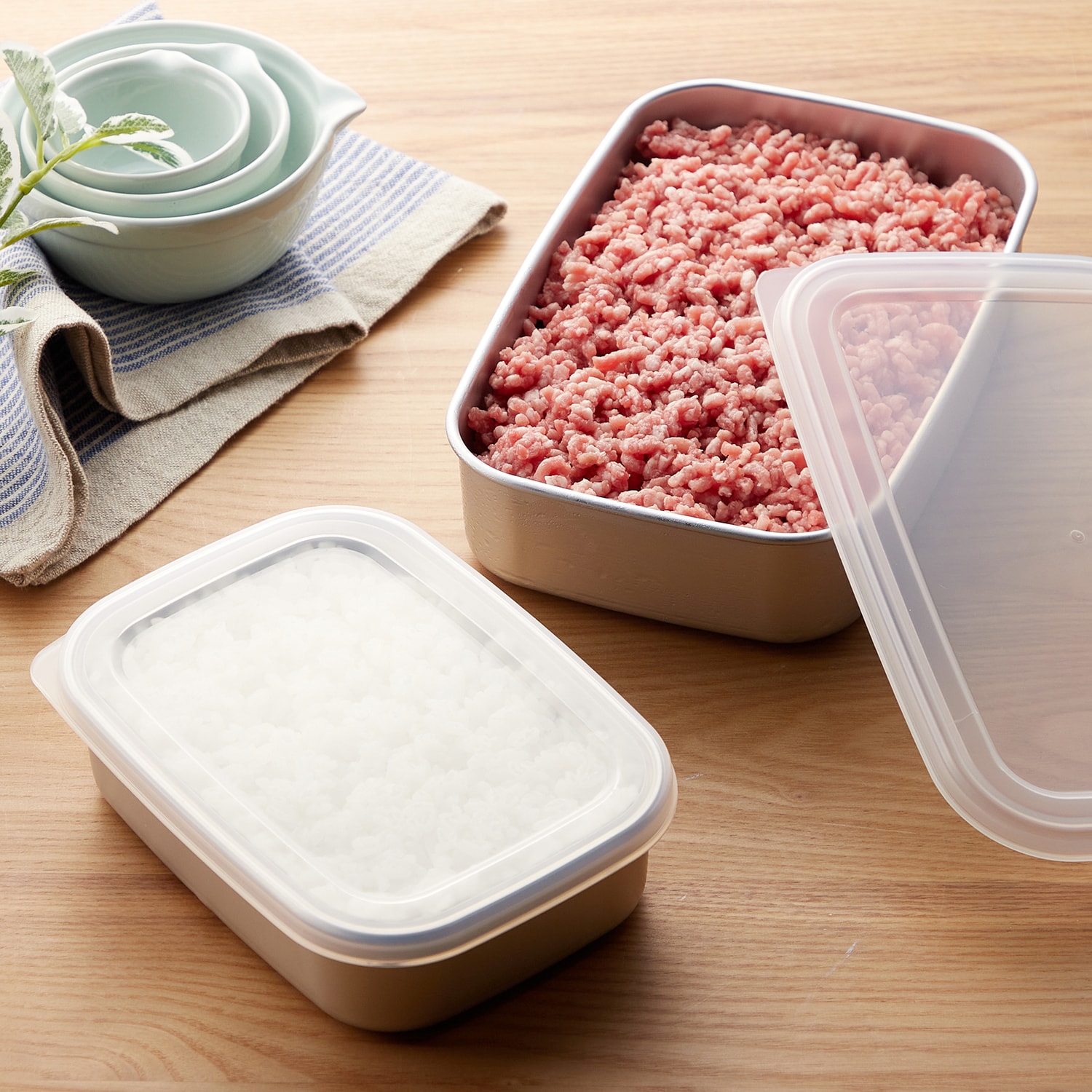 蓋付きアルミ保存容器＜同サイズ2個セット＞［日本製