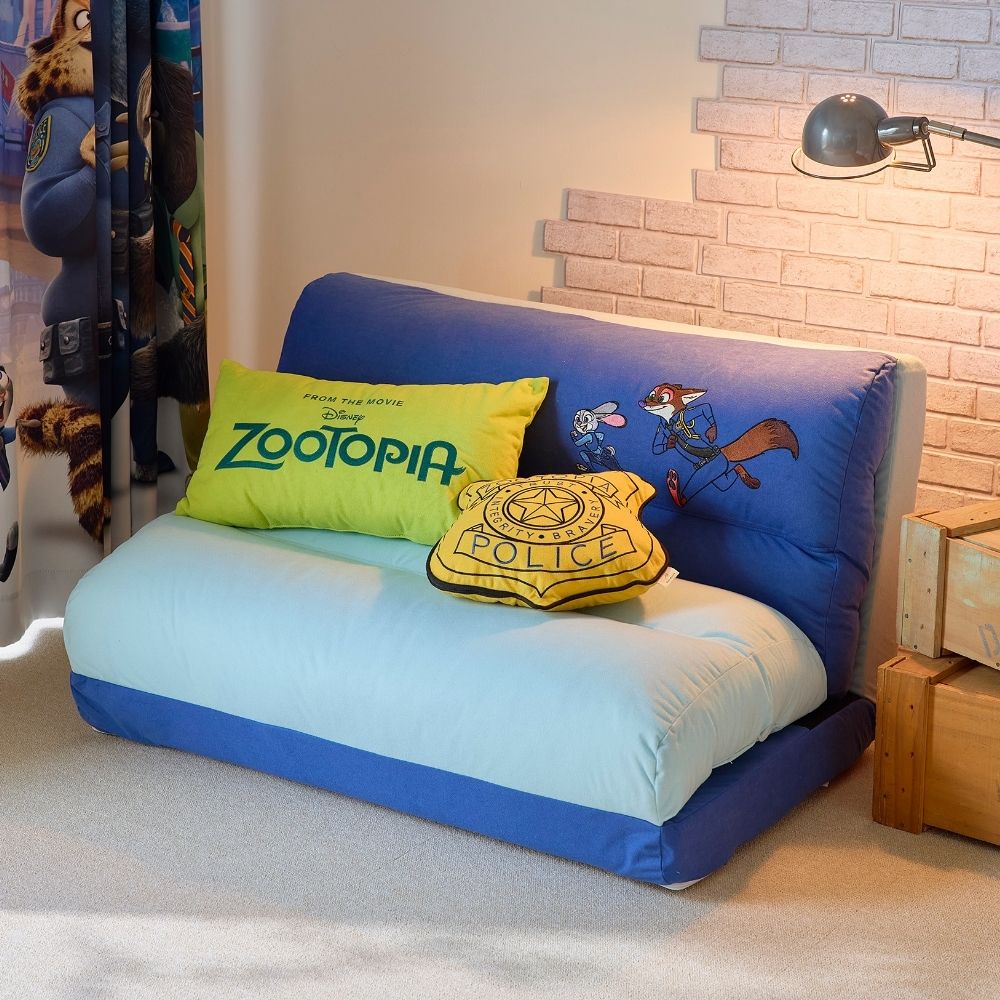 モチーフ型クッション＆ブランケット付き4WAYソファーベッド