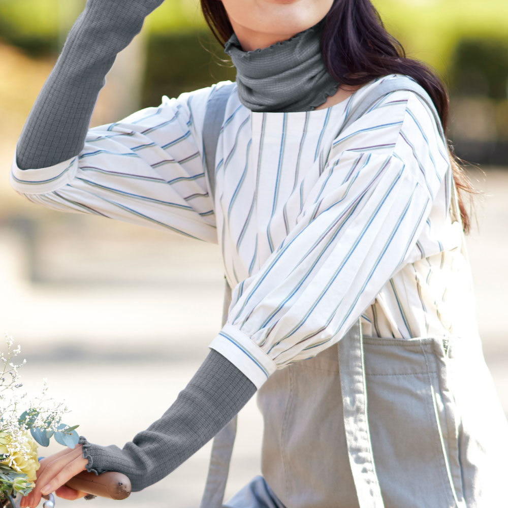 【冷えとり日和365】初心者さんのための基本の首まわりコース「グレー」 [日本製]【冷え対策】