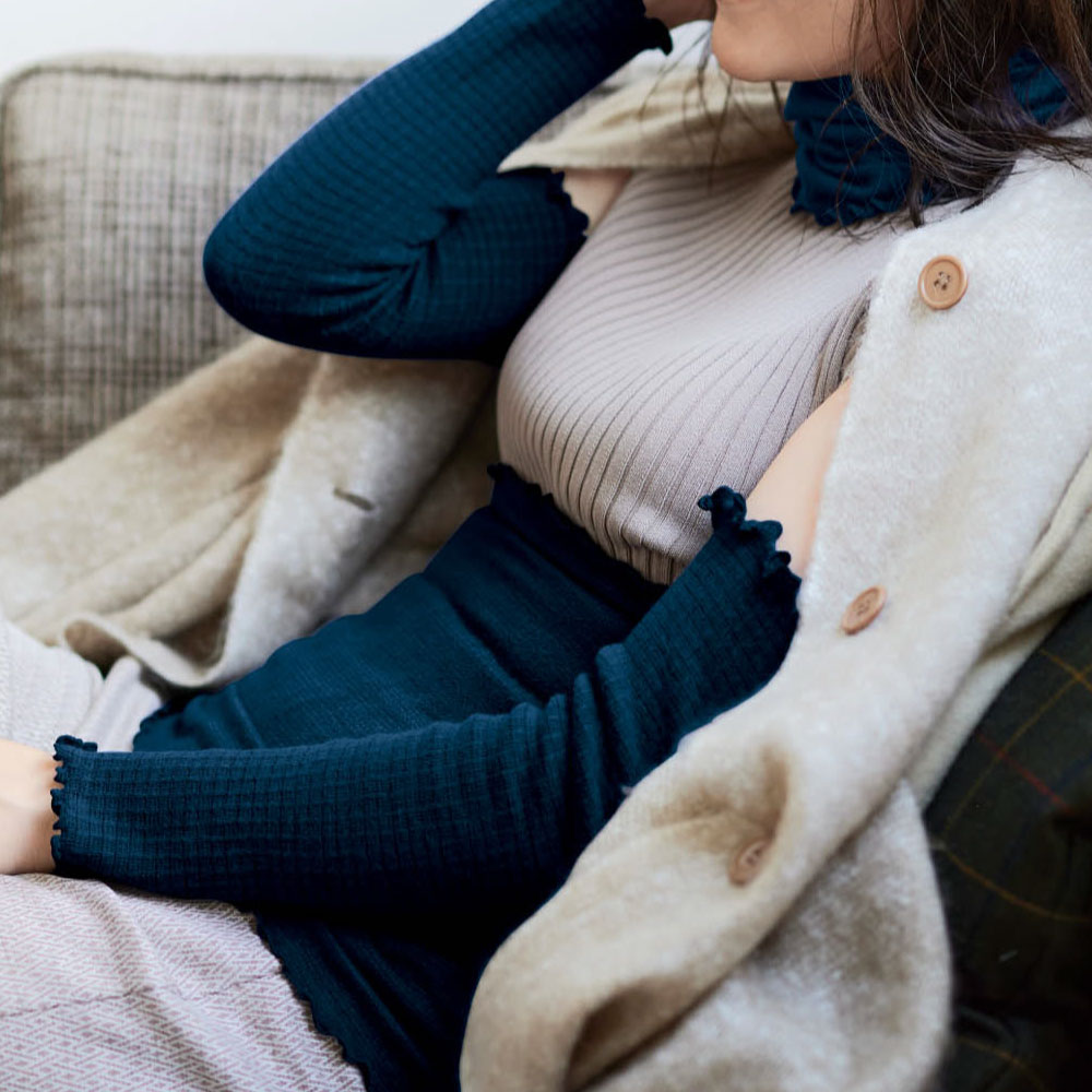 【冷えとり日和365】初心者さんのための基本の首まわりコース「ネイビー」 [日本製]【冷え対策】