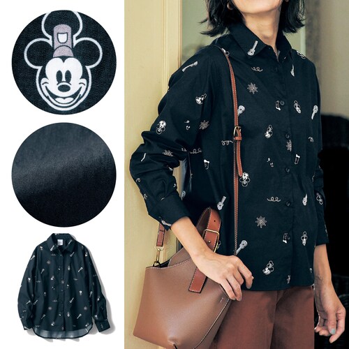総柄プリントシャツ「ミッキーマウス」（ディズニー/Disney）