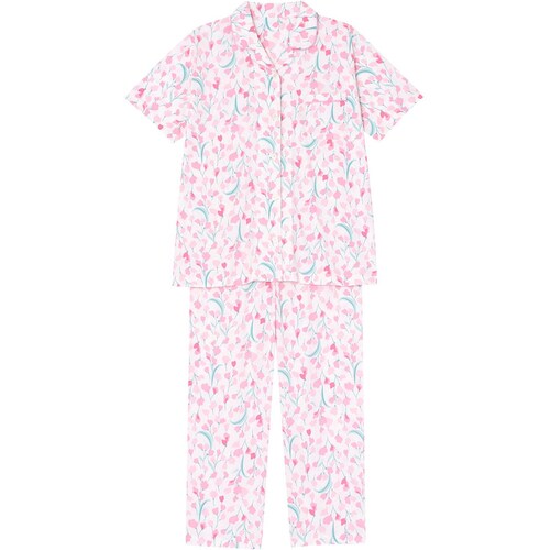 パジャマ ５分袖・長ズボン 綿100％ 小花柄
