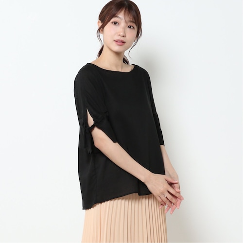 ゆったり袖で二の腕カバー◎レーヨン麻ブラウス