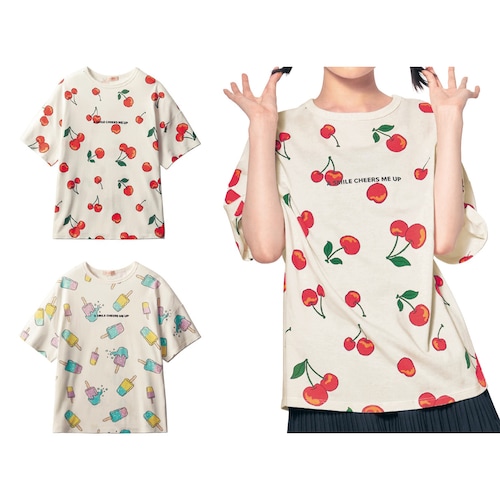 ビッグシルエット総柄半袖Ｔシャツ 【子供服】