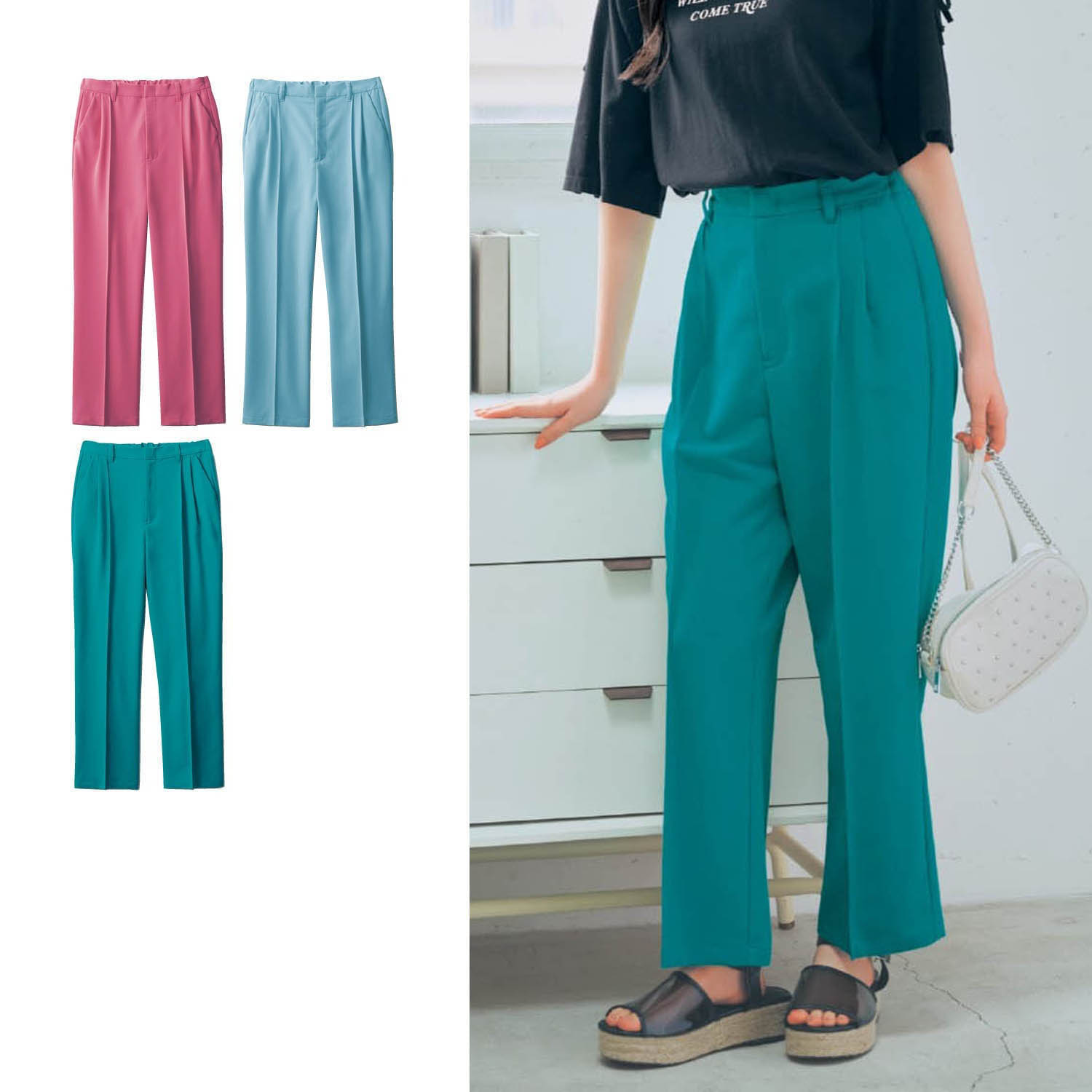 【パペル ラピス/Papel lapiz】センターピンタックワイドパンツ(ウエスト調節可) 【子供ズボン】 【パペル ラピス/Papel lapiz】センターピンタックワイドパンツ(ウエスト調節可) 【子供ズボン】