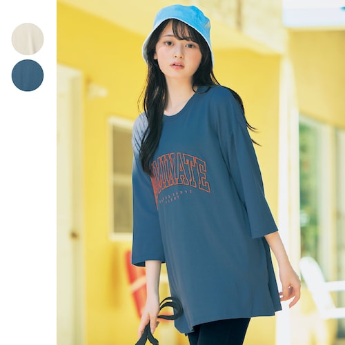 立体刺繍七分袖ゆるＴシャツ 【子供服】