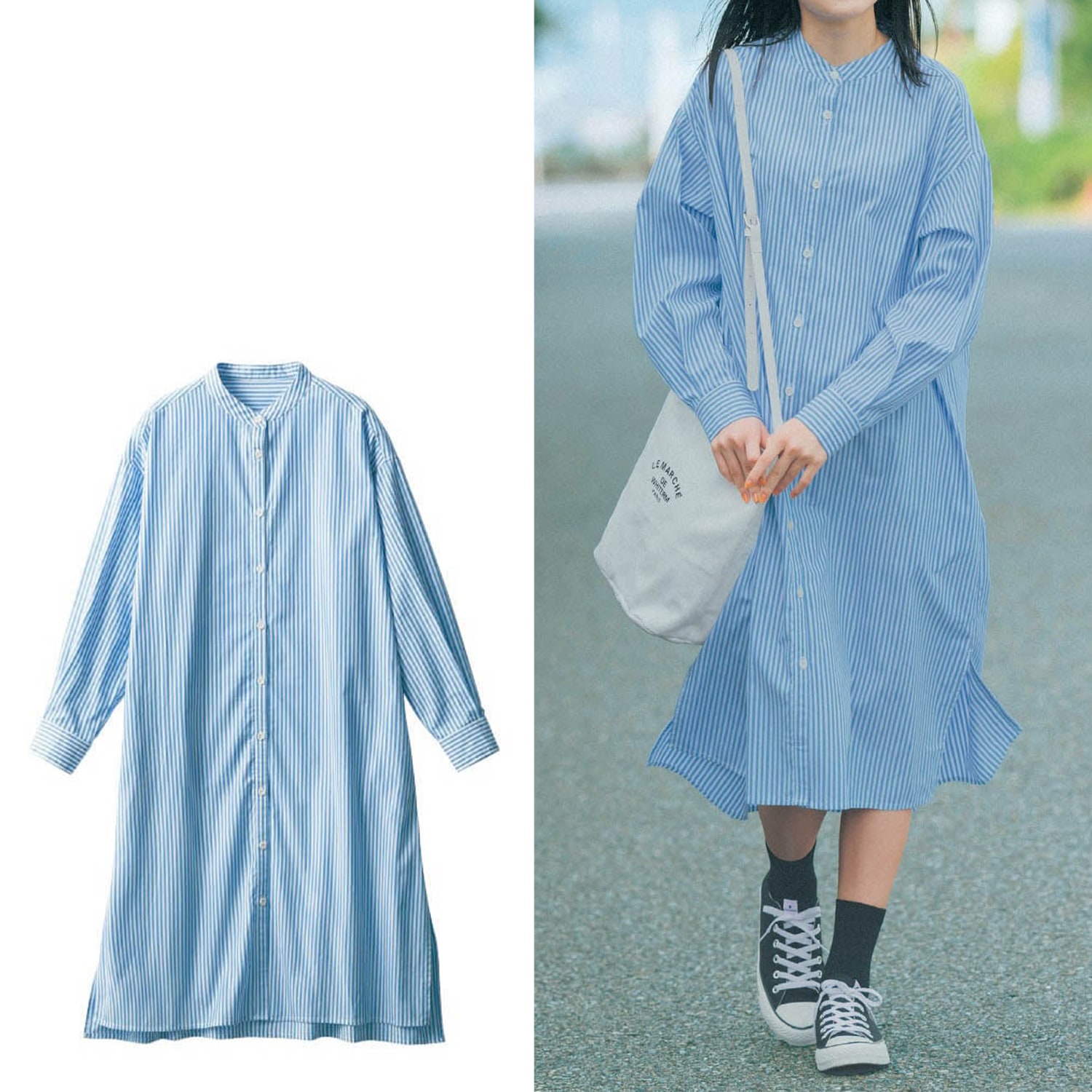 10%OFF！【STANDARD me】ストライプロングシャツワンピース 【子供服 長袖】画像