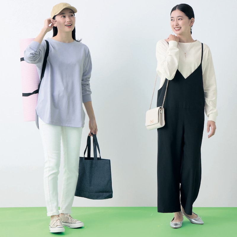 左)ペールブルー／165cm・M、右)オフホワイト／165cm・M