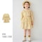 ミモザ柄ウエストゴム前開きワンピース 【子供服 長袖】