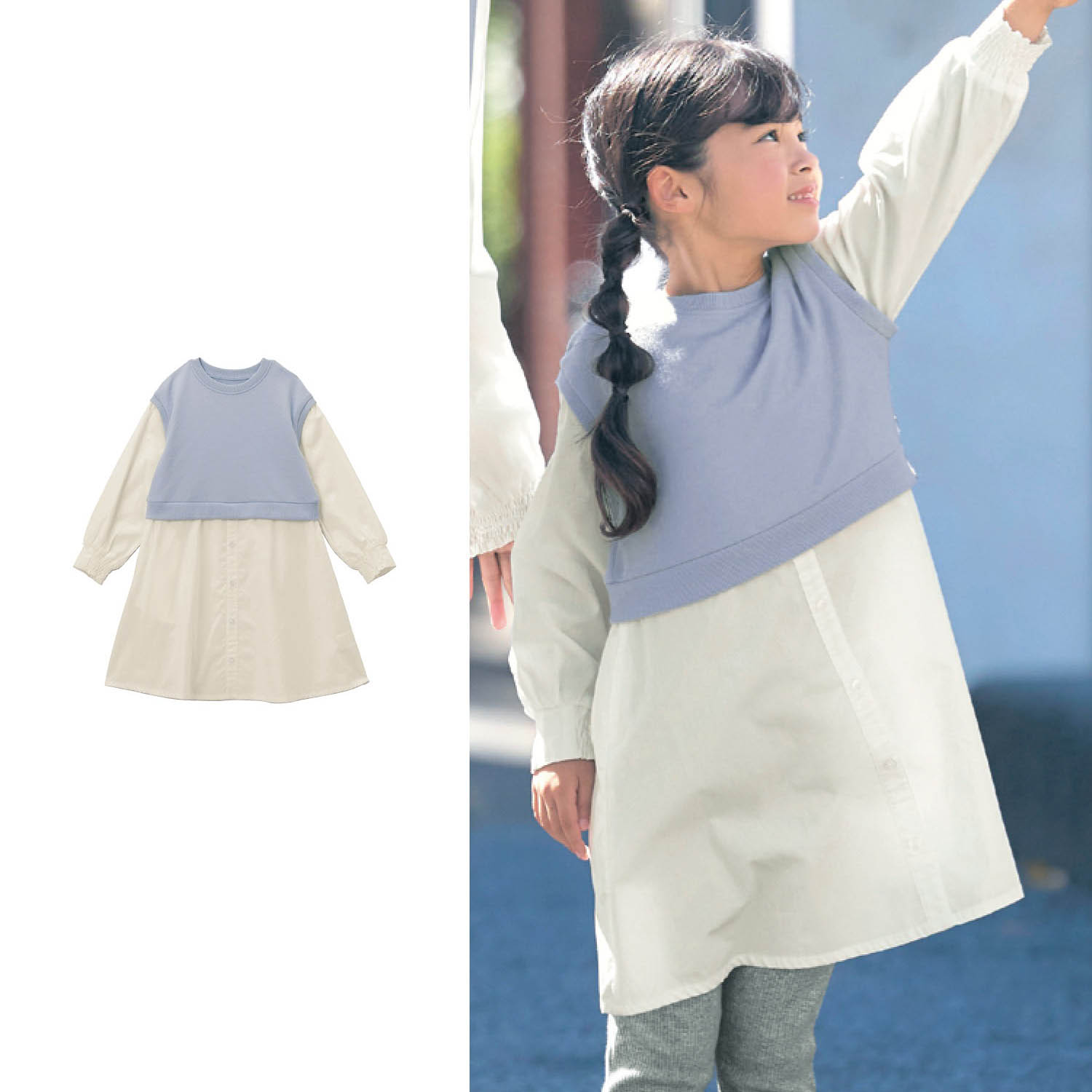 【ジータ/GITA】ベストドッキングワンピース 【子供服 長袖】