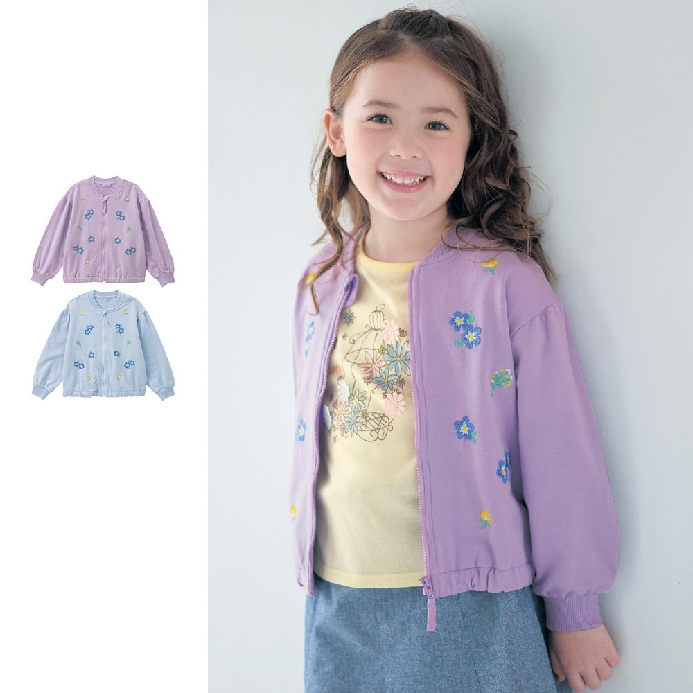 【ベルメゾン】花刺繍ミニ裏毛ブルゾン 【子供服】