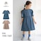 花刺繍パフスリーブワンピース 【子供服 半袖】